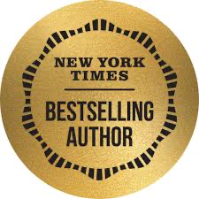 Gold circular badge with black text reading 'New York Times Bestselling Author'.