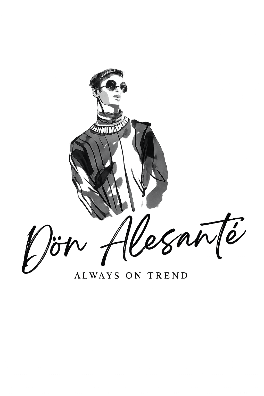 Stylized illustration of a person wearing sunglasses, a jacket, and jewelry, with a dark background.