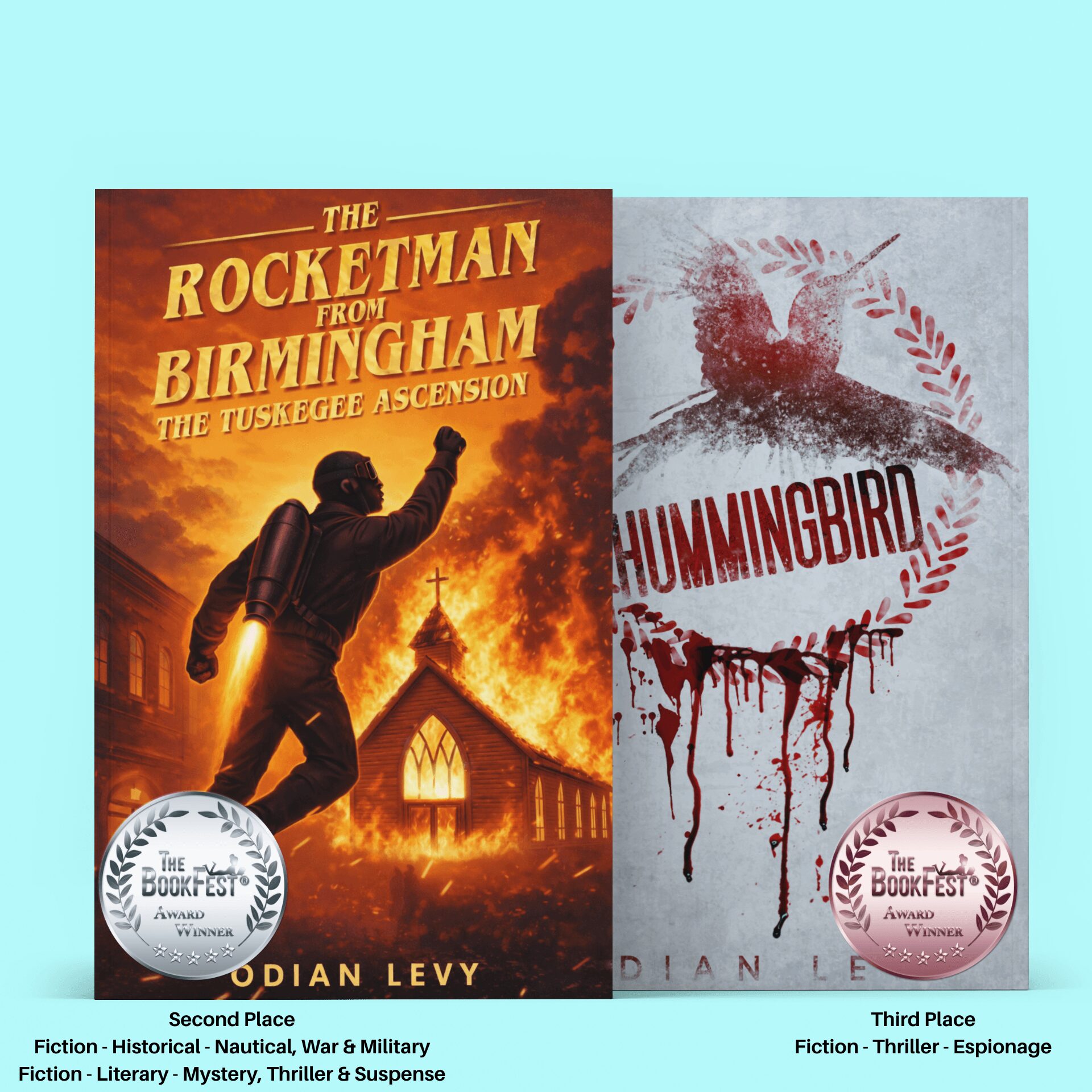 Book cover with a person in a spacesuit raising a fist, fiery background, church silhouette, and title text.