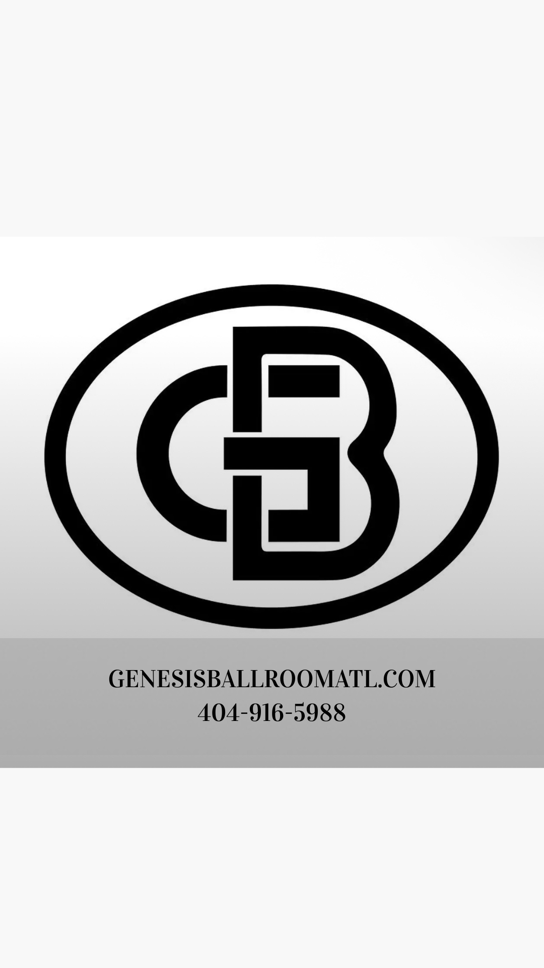 Logo with stylized letters inside an oval shape, website and phone number below.