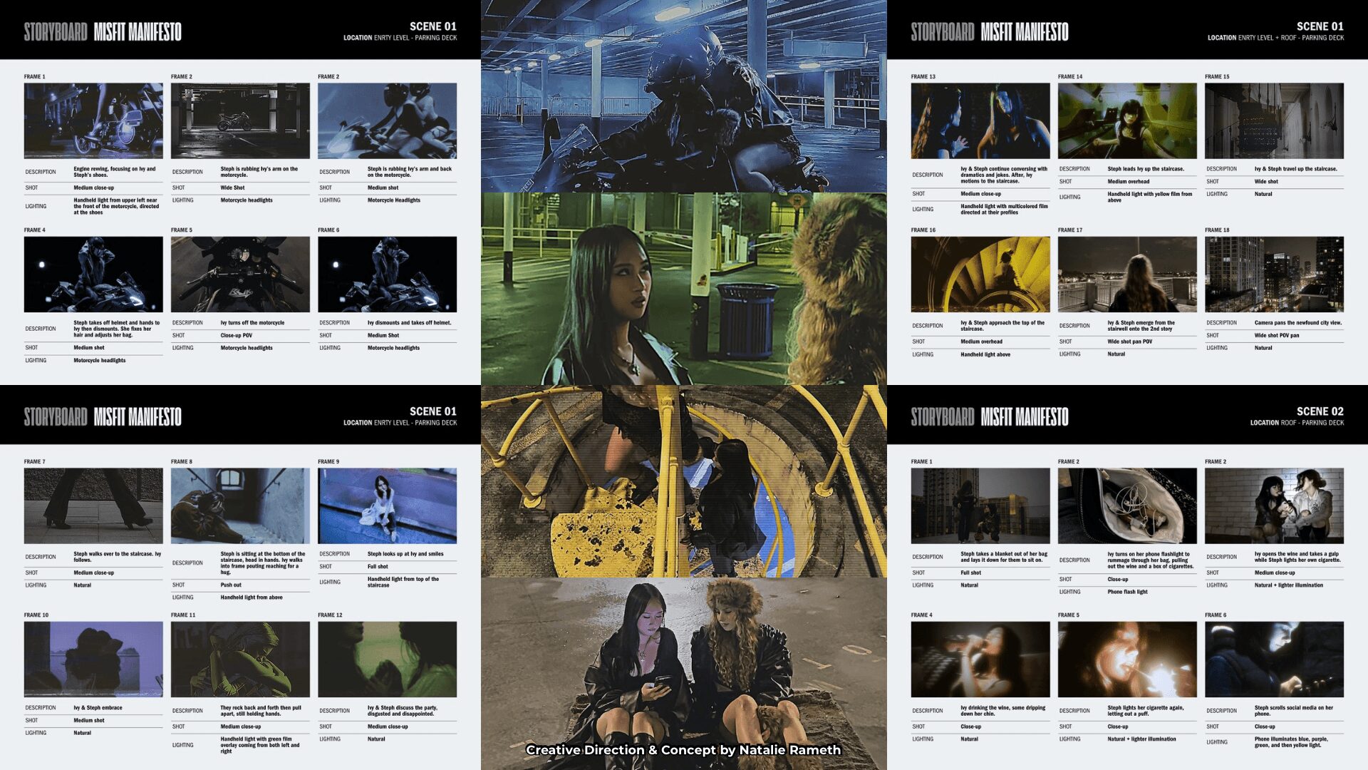 A collage of nine images from a movie or TV show, featuring scenes with people, action, and various settings.