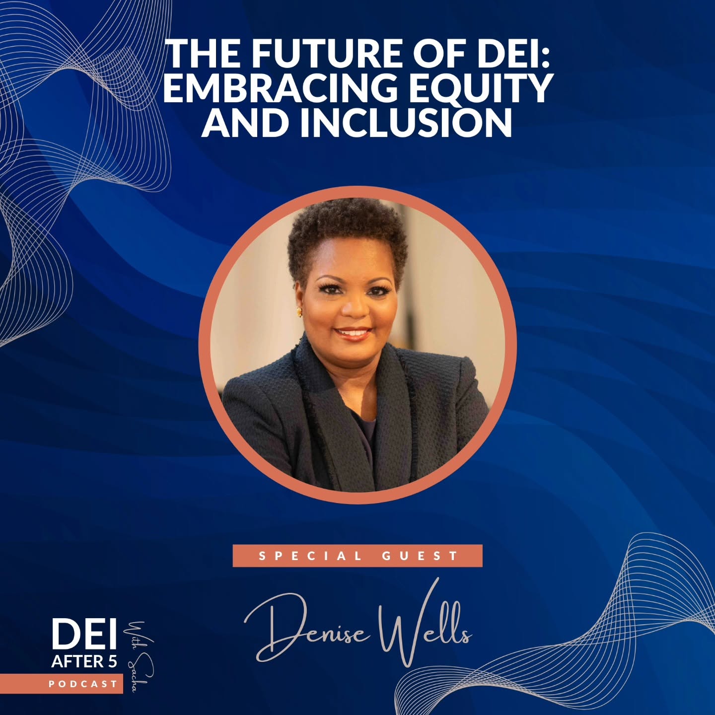 Title slide with a photo of a woman in a suit, text about equity and inclusion, and a blue background.