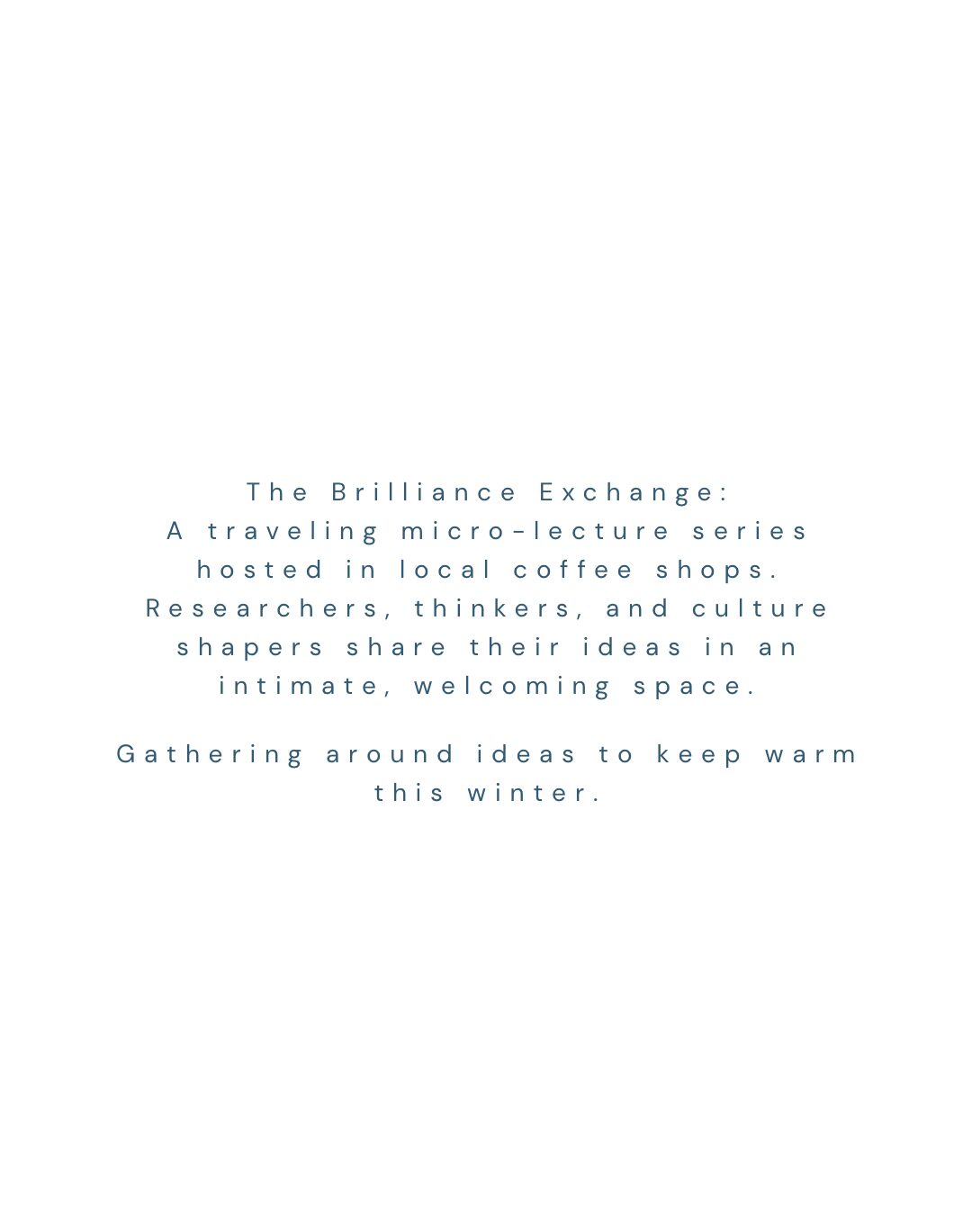 Text on a white background describes a micro-lecture series at coffee shops sharing ideas and culture.