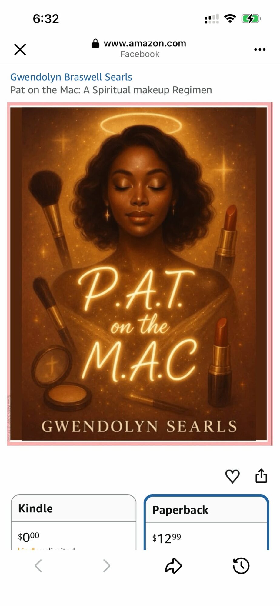 Book cover featuring a woman with curly hair, makeup items, and glowing text reading 'P.A.T. on the M.A.C.'