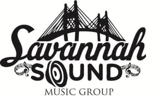 Logo with a bridge illustration, the words 'Savannah Sound Music Group,' and decorative elements.