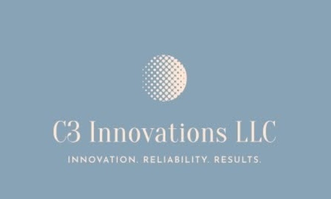 Logo with a dotted sphere above the text 'C3 Innovations LLC' and the tagline 'Innovation. Reliability. Results.'