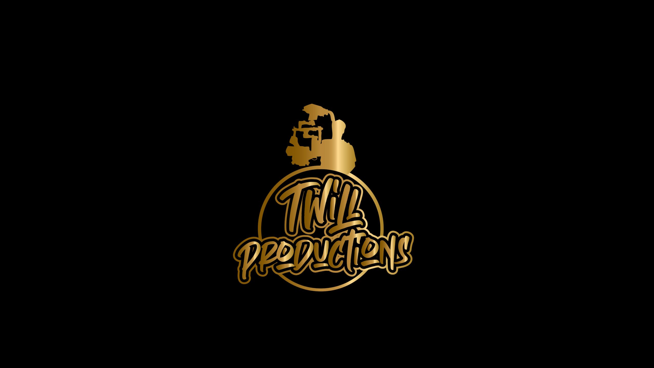 Logo with a train and text 'TWL Productions' in gold and black colors.
