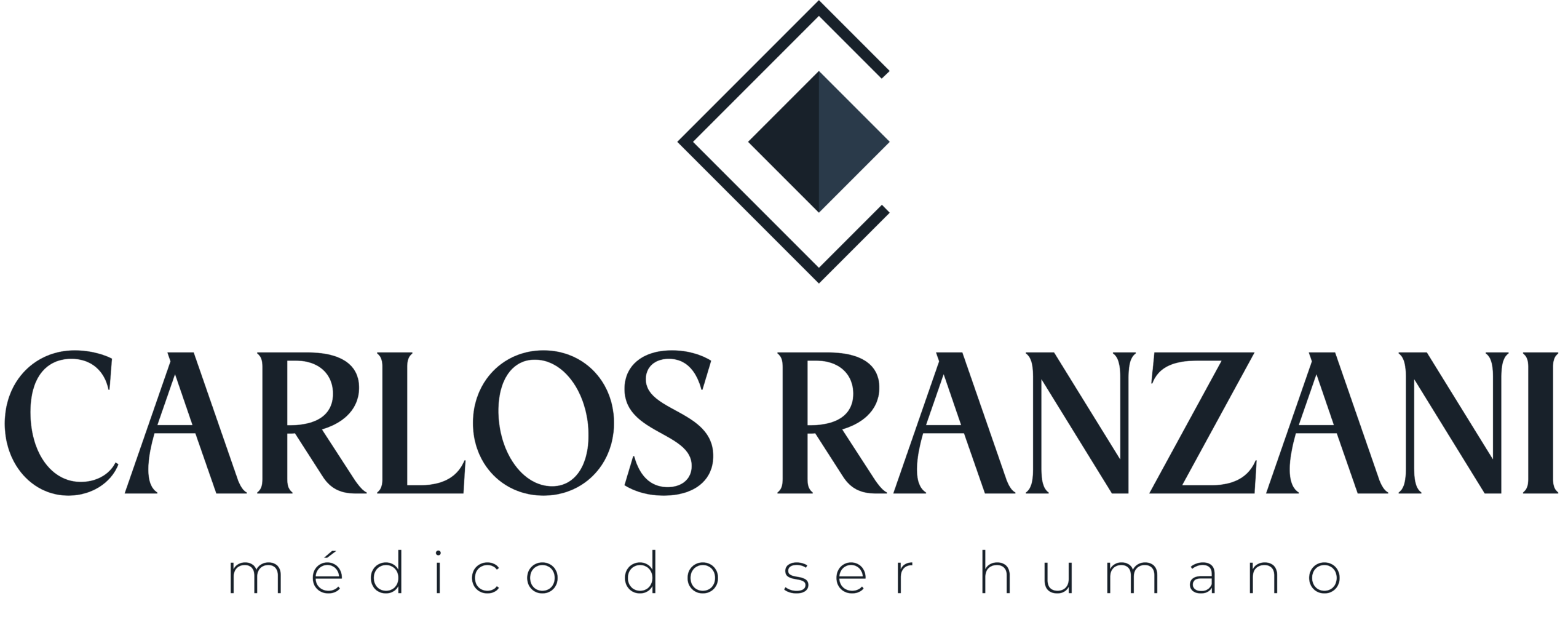 Logo with geometric shape and text reading 'CARLOS RANZANI médico do ser humano'.