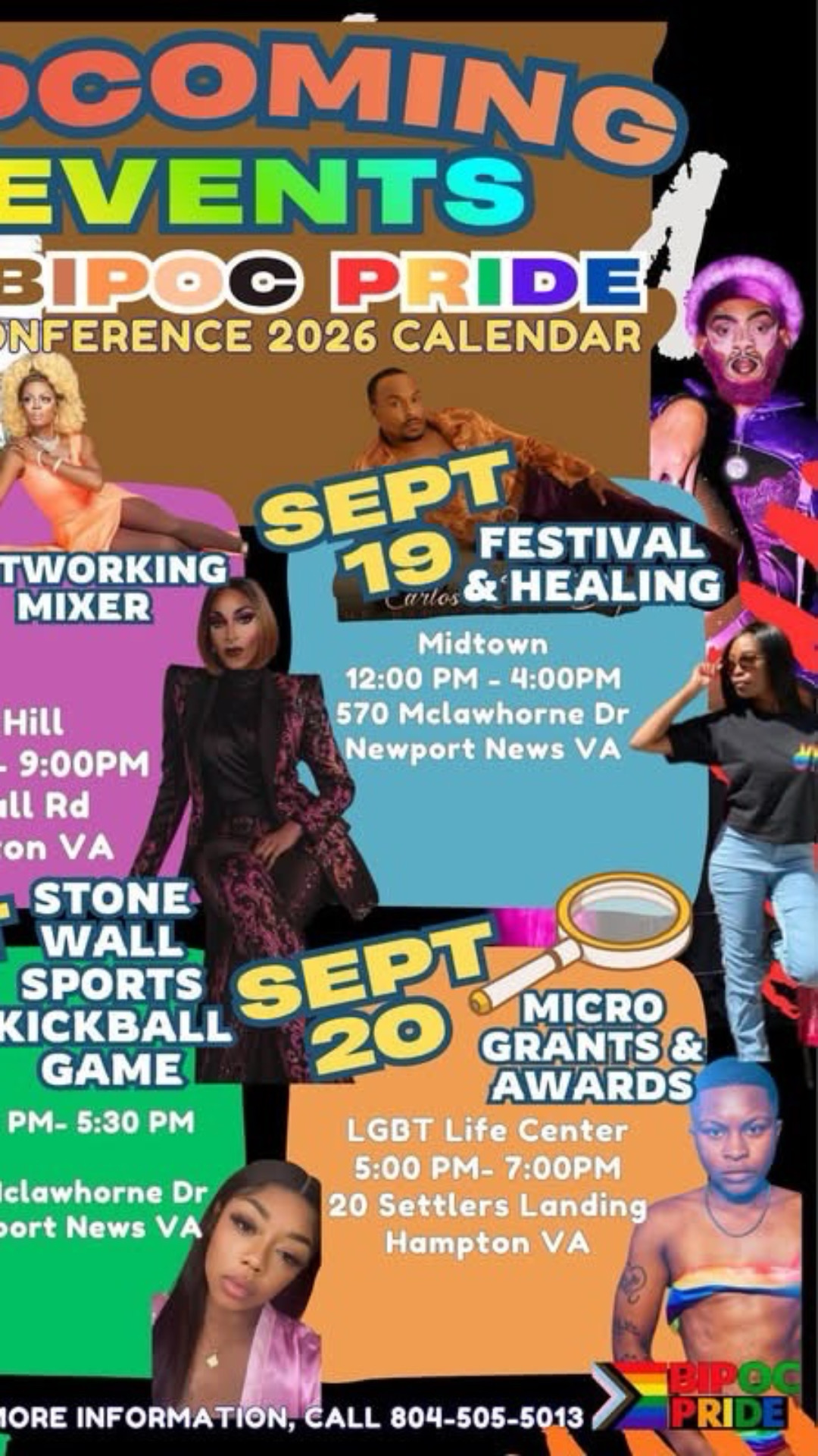 Event poster for upcoming conferences and festivals in September, featuring colorful text and images of people, with event details.
