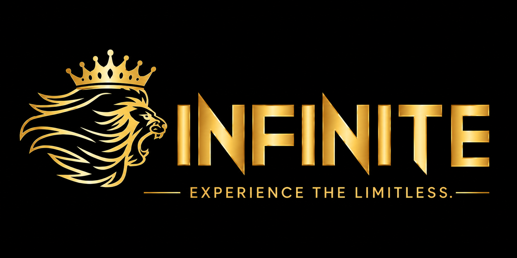 Logo with a lion's head wearing a crown, the word 'INFINITE' in gold, and the phrase 'Experience the Limitless' below.