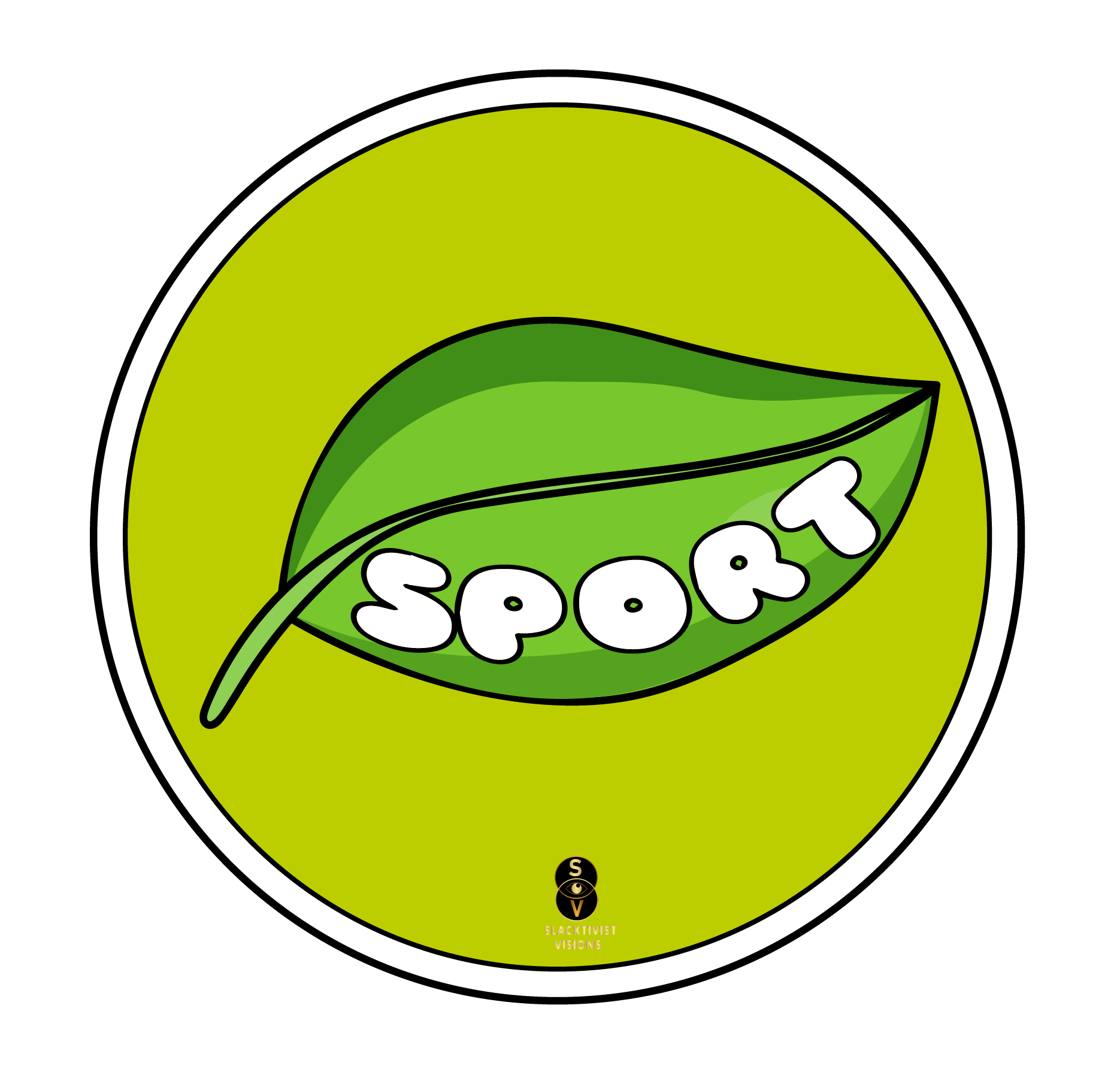 Circular logo with a green leaf and the word 'SPORT' inside it, on a green background.